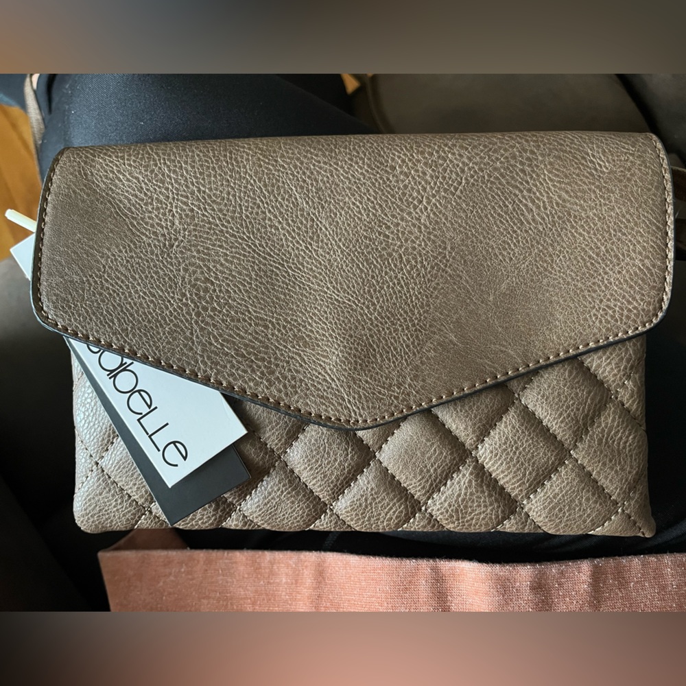 NWT Isabelle Brand crossbody handbag; brownish/grey color